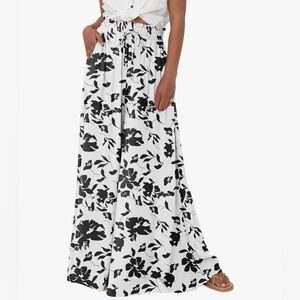 Black and White Floral Pants with drawstring